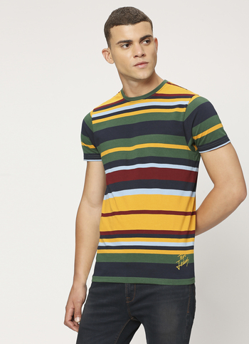 Yellow Striped Short Sleeve T-shirt