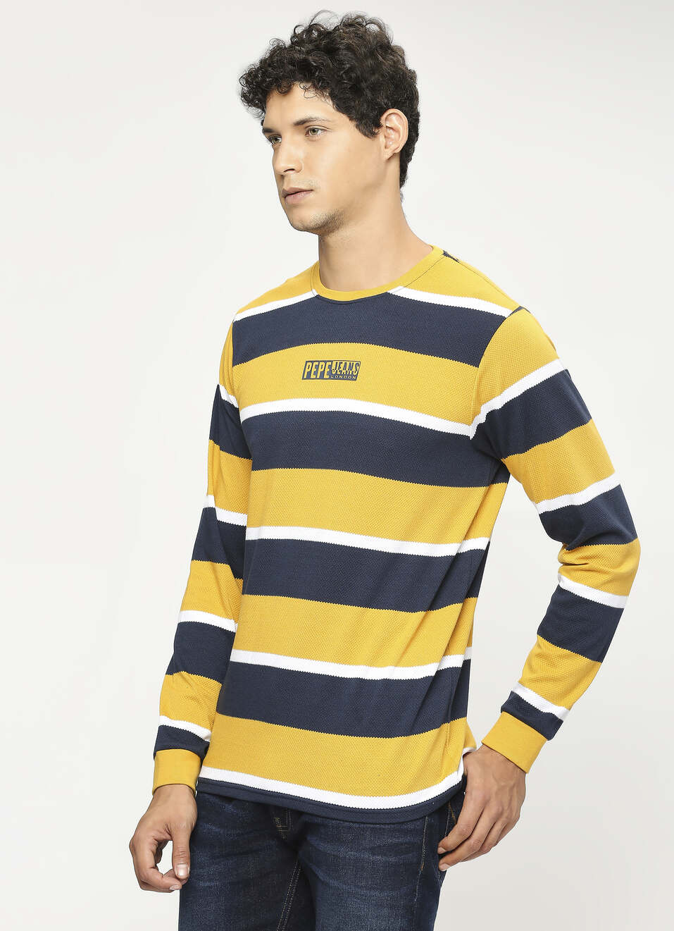 Yellow Striped Full Slevee T-shirt, , large image number 3