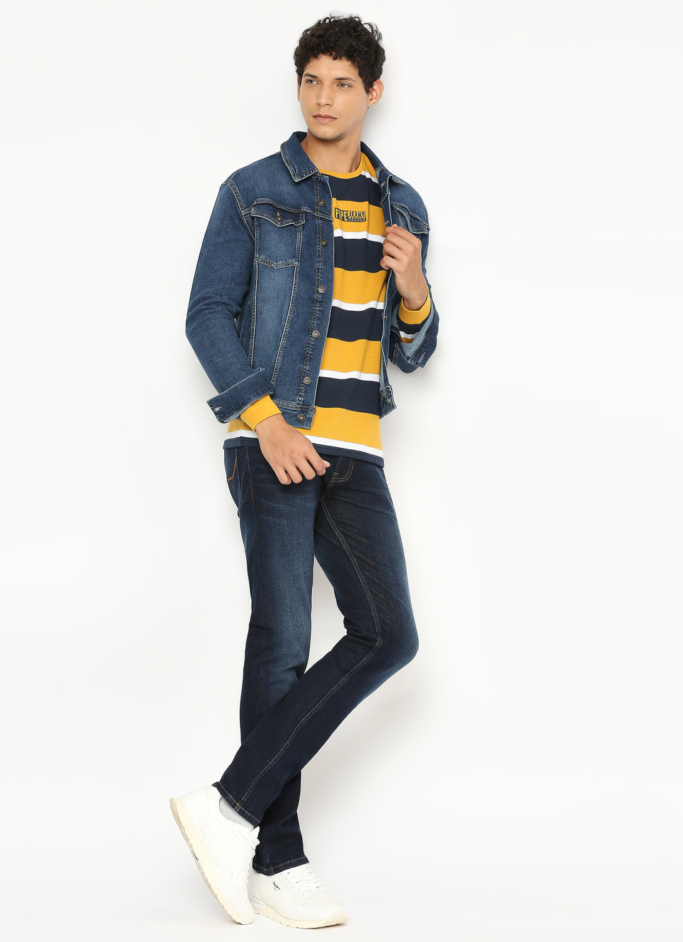 Yellow Striped Full Slevee T-shirt, , large image number 5