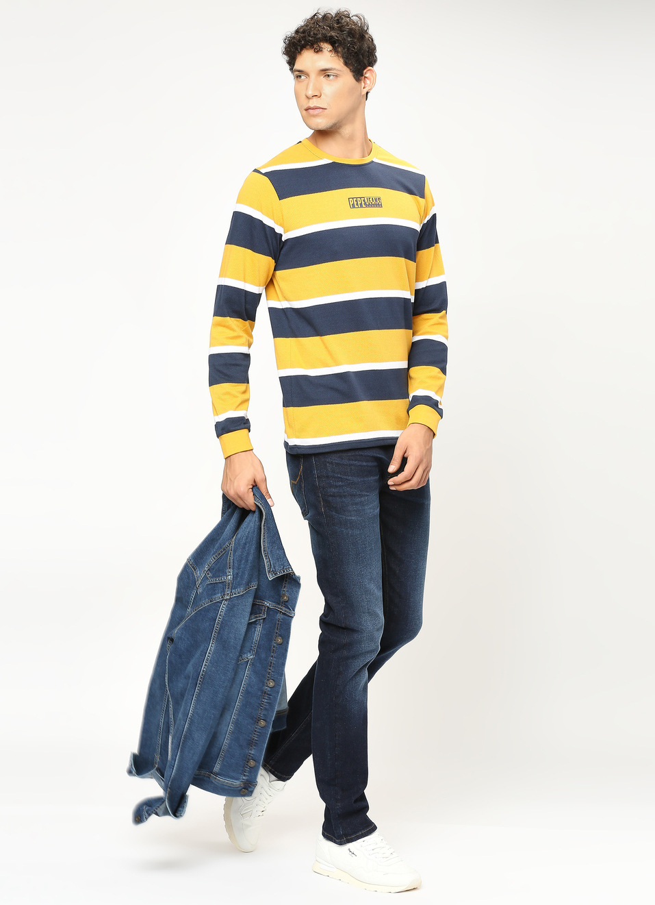 Yellow Striped Full Slevee T-shirt, , large image number 6