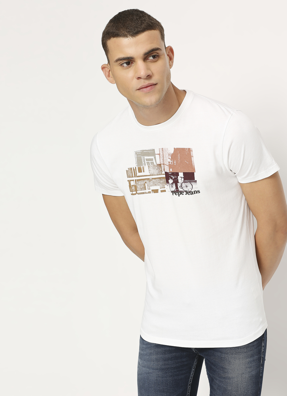 White Graphic Print Short Sleeve T-shirt, , large image number 5