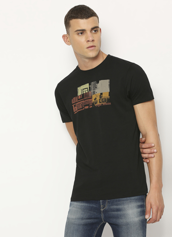 Black Graphic Print Short Sleeve T-shirt