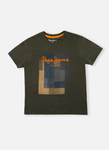 Boys Olive Graphic Print Short Sleeve T-shirt