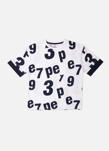 Boys Navy Letter Print Short Sleeve T-shirt