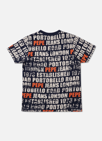 Boys Navy Letter Print Short Sleeve T-shirt