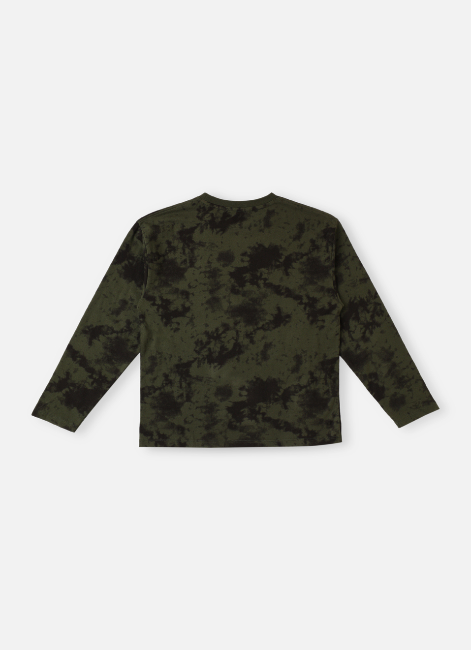 BOYS OLIVE TIE-DYE FULL SLEEVE T-SHIRT, , large image number 1