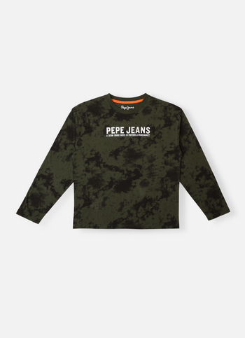 BOYS OLIVE TIE-DYE FULL SLEEVE T-SHIRT