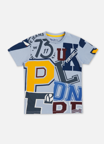 BLUE GRAPHIC PRINT SHORT SLEEVE T-SHIRT