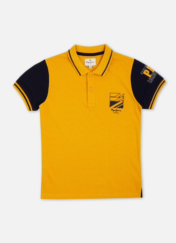 BOYS YELLOW GRAPHIC PRINT SHORT SLEEVE POLO