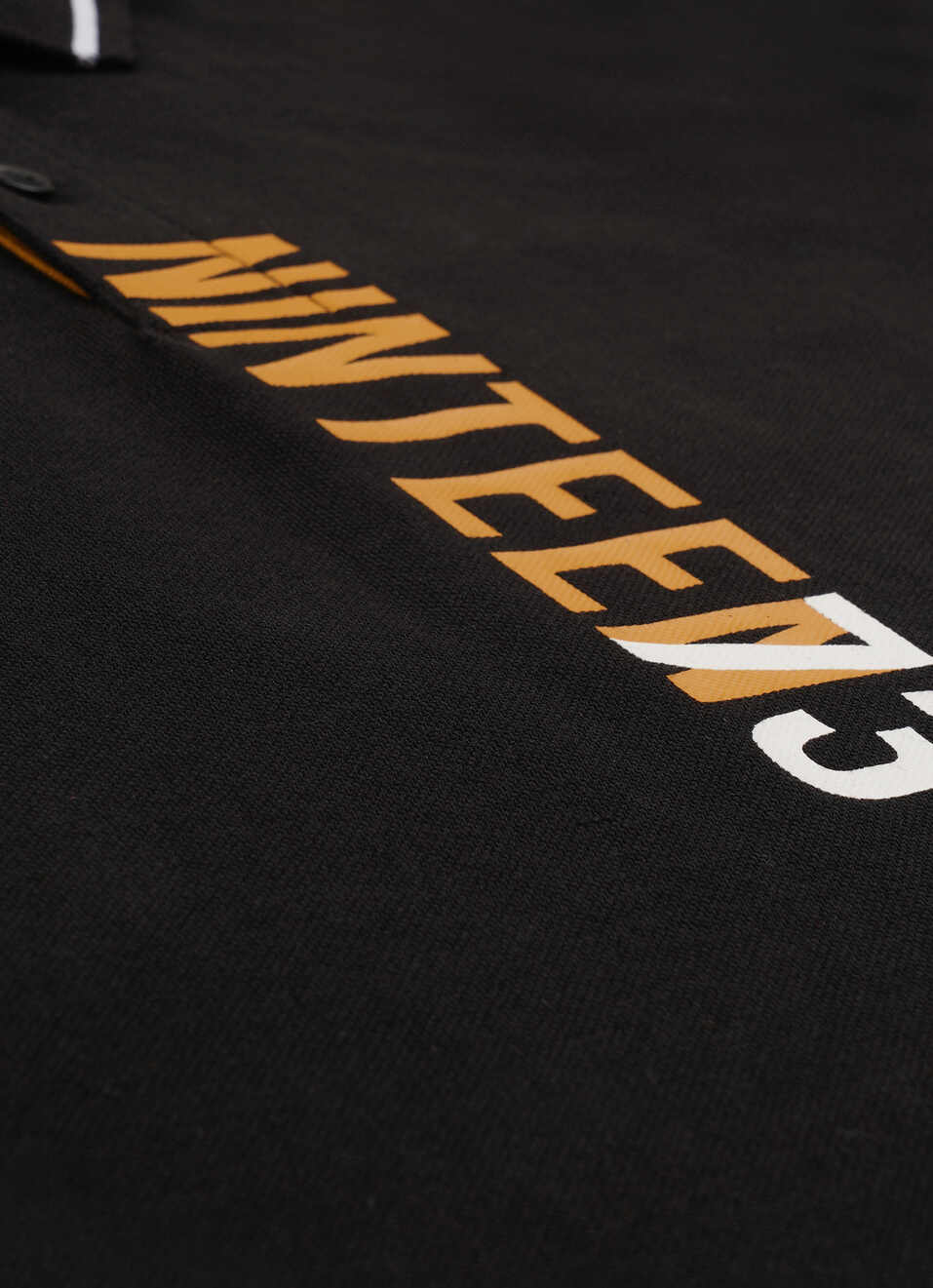 BOYS BLACK GRAPHIC PRINT SHORT SLEEVE POLO, , large image number 2