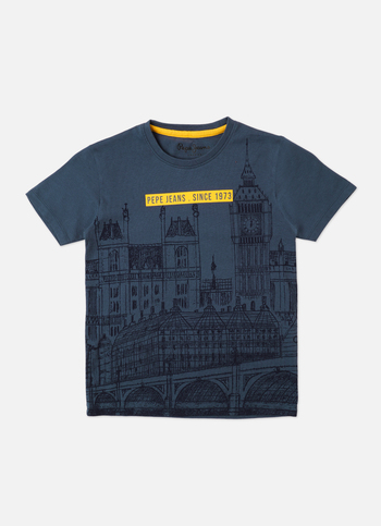 Boys Blue Graphic Print Short Sleeve T-shirt