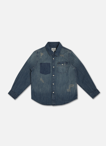 Boys Blue Flap Pocket Full Sleeve Shirt