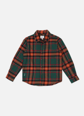 Boys Dark Green Checks Long Sleeve Shirt