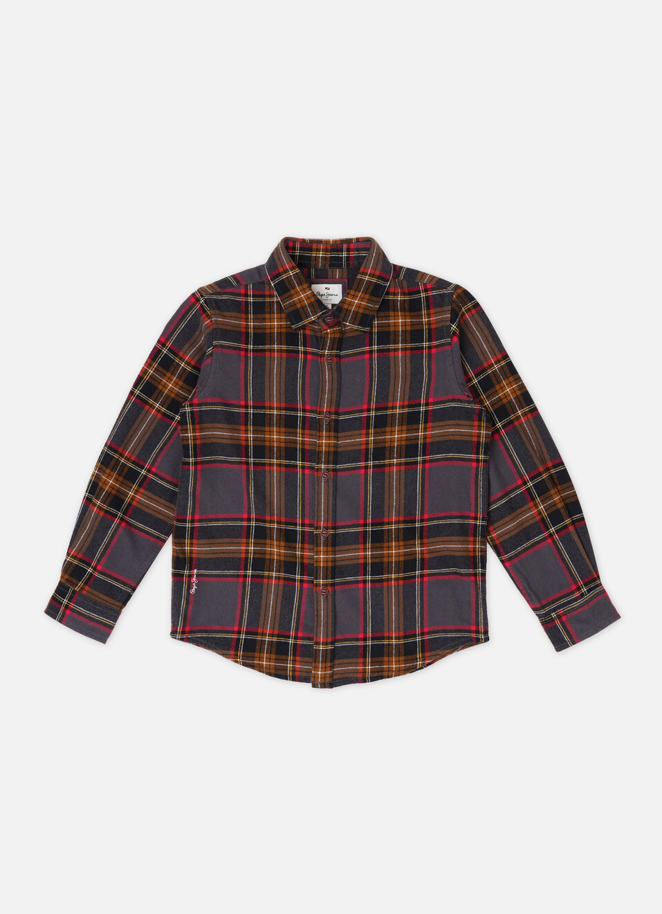 Boys Grey Checks Long Sleeve Shirt, , large image number 0