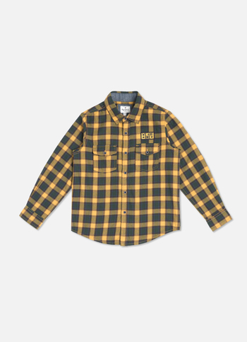 Boys Olive Checks Full Sleeve Shirt