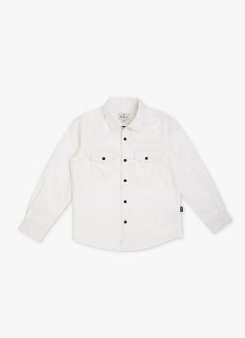 Boys White Solid Long Sleeve Shirt