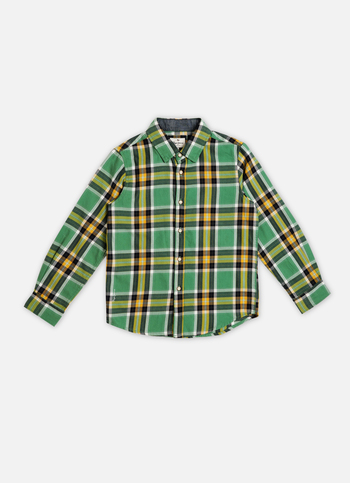 Boys Green Checked Full Sleeve Shirt