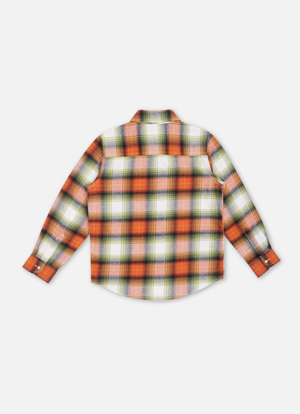 Boys Orange Checks Full Sleeve Shirt, , large image number 1