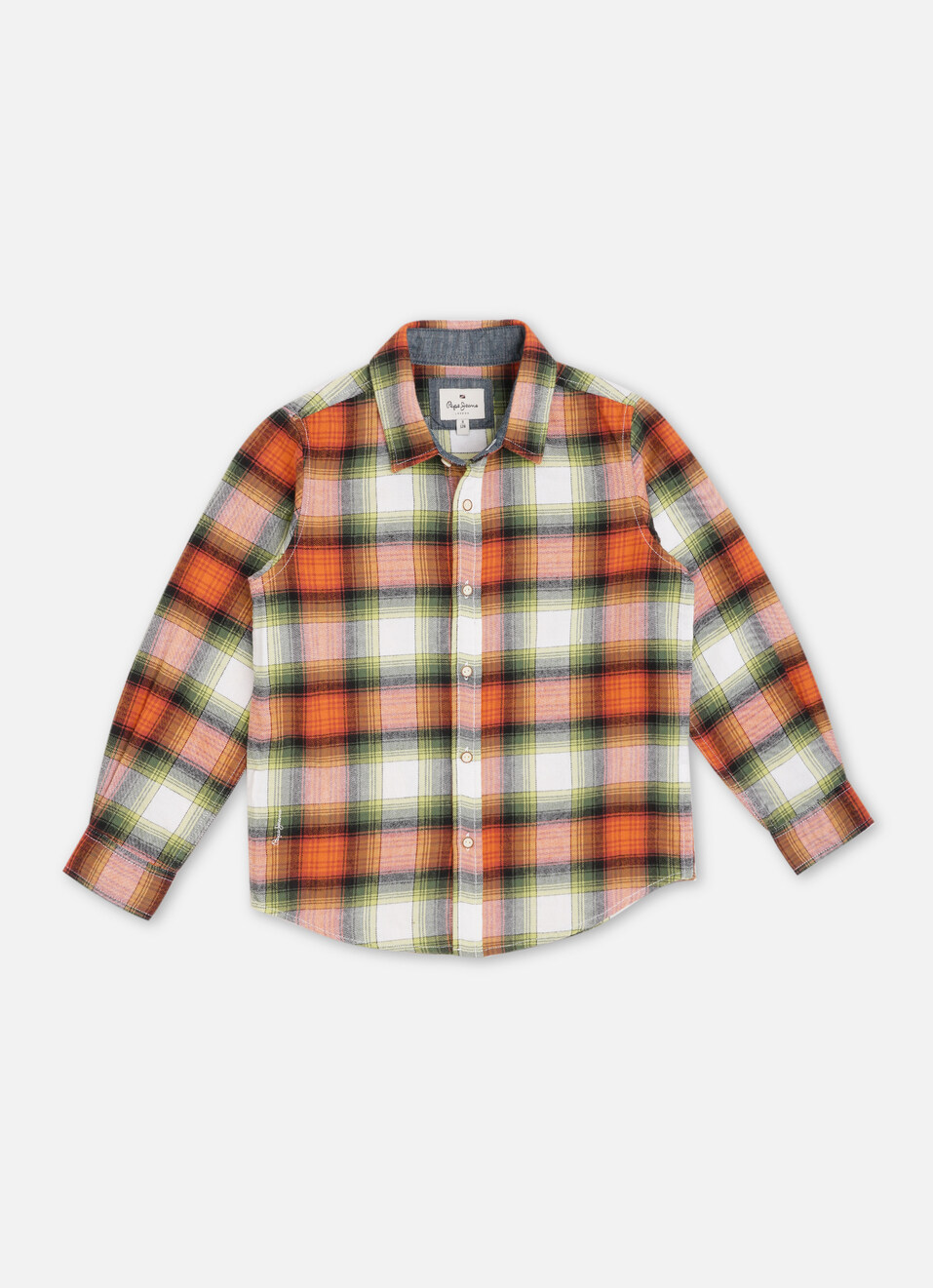 Boys Orange Checks Full Sleeve Shirt, , large image number 0
