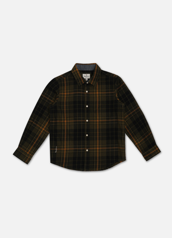 Boys Olive Checks Full Sleeve Shirt