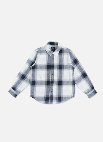 Boys Indigo Checks Long Sleeve Shirt