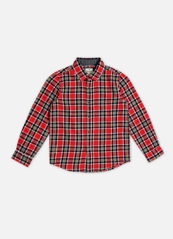Boys Red Checked Full Sleeve Shirt