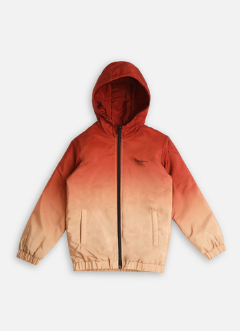 Boys Burgundy Ombre Printed Hooded Jacket