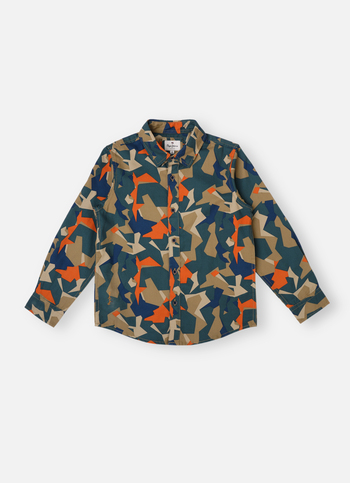 Boys Blue Printed Full Slevee Shirt