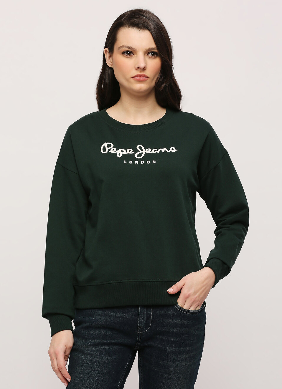 Bottle Green Printed Long Sleeve Sweatshirt, , large image number 1