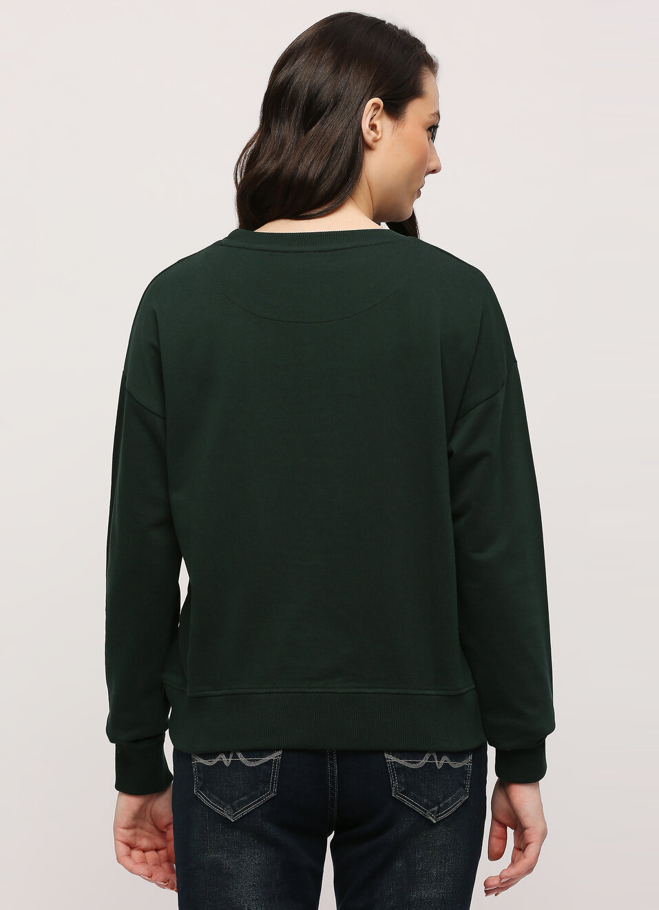 Bottle Green Printed Long Sleeve Sweatshirt, , large image number 2