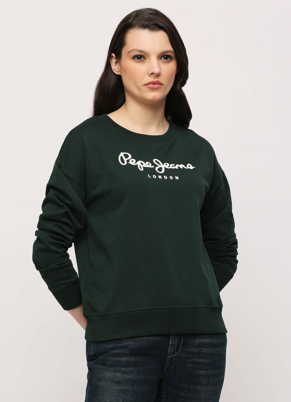 Bottle Green Printed Long Sleeve Sweatshirt, , large image number 0