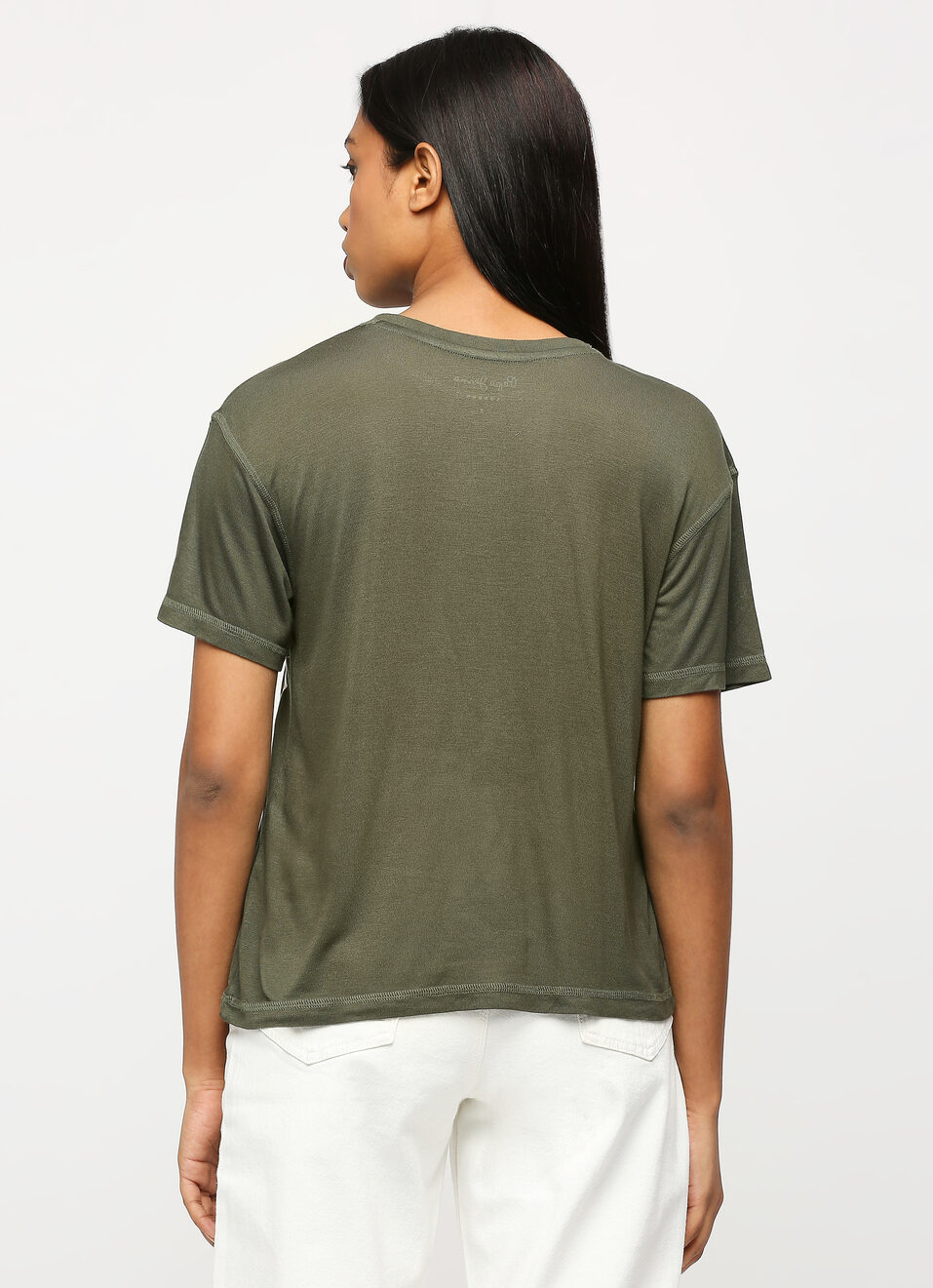 Olive Vertical Logo Print T-shirt, , large image number 2