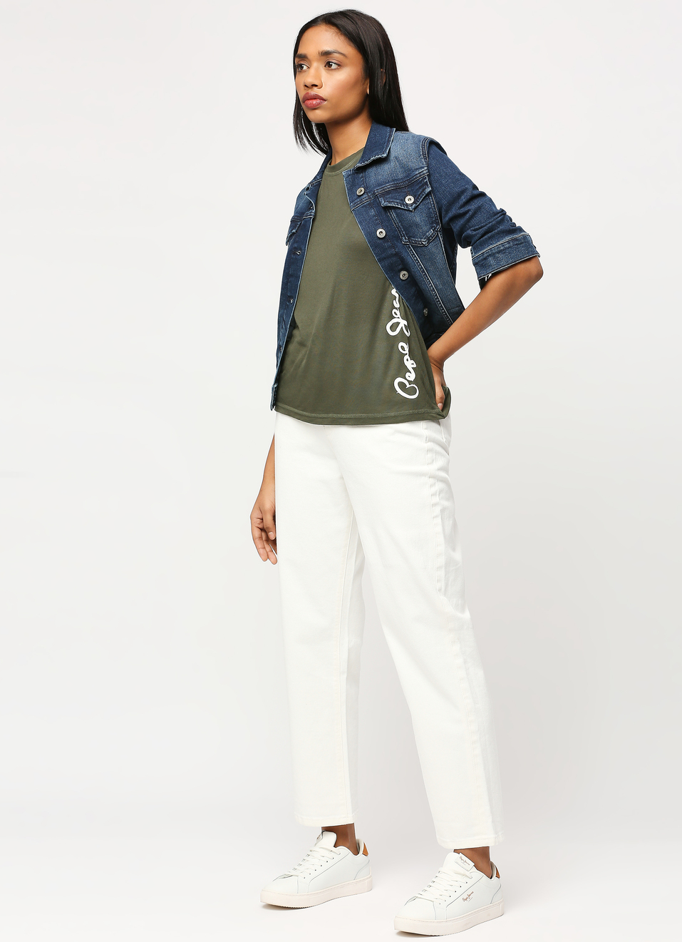 Olive Vertical Logo Print T-shirt, , large image number 6