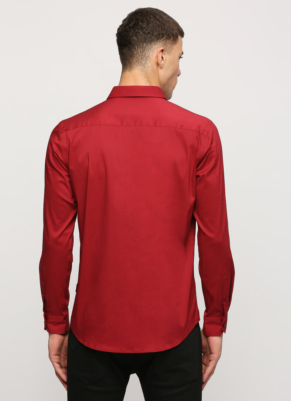 Men Burgundy Cut Away Collar Full Sleeve Shirt, , large image number 2
