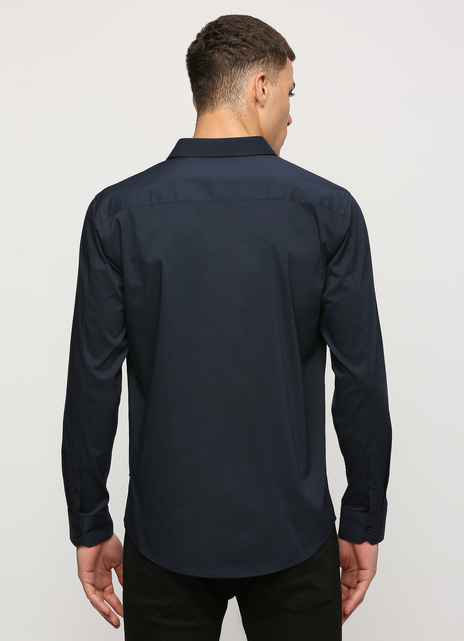 Men Navy Cut Away Collar Full Sleeve Shirt, , large image number 2