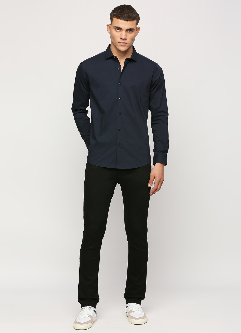 Men Navy Cut Away Collar Full Sleeve Shirt, , large image number 5