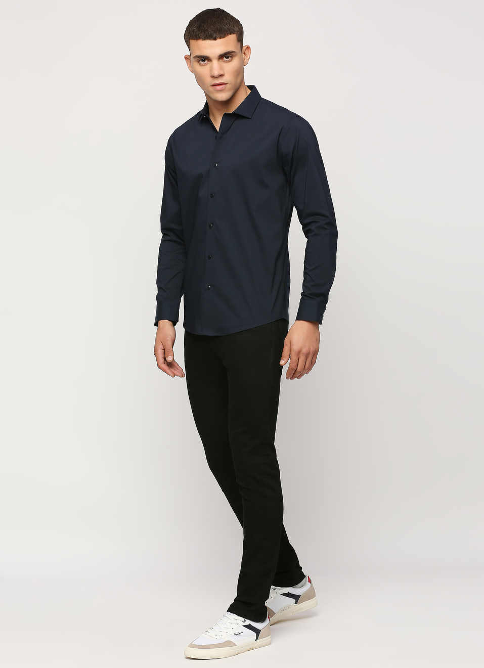 Men Navy Cut Away Collar Full Sleeve Shirt, , large image number 6