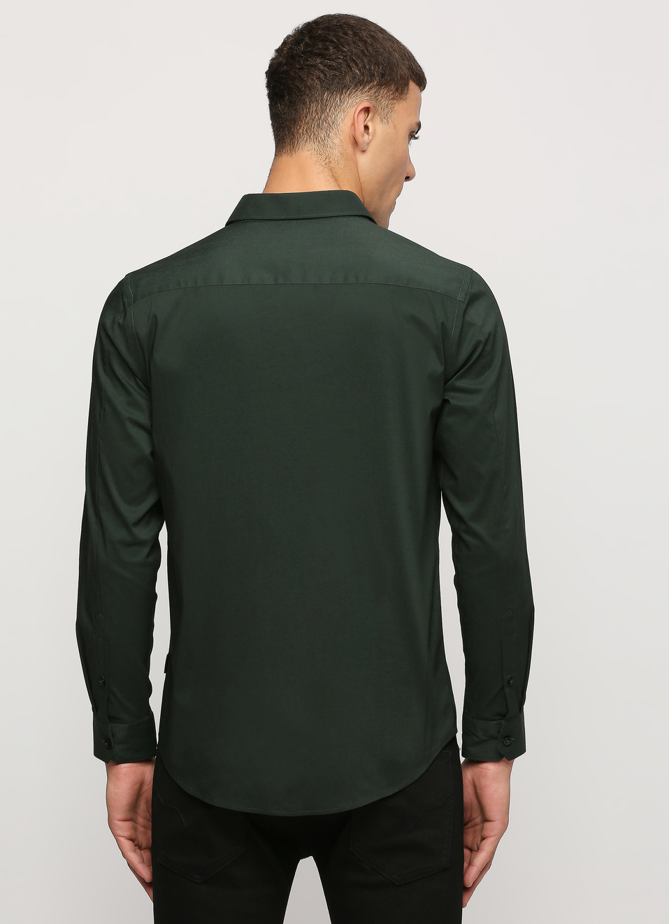 Men Green Cut Away Collar Full Sleeve Shirt, , large image number 2