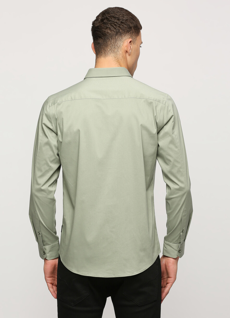 Men Green Cut Away Collar Full Sleeve Shirt, , large image number 2