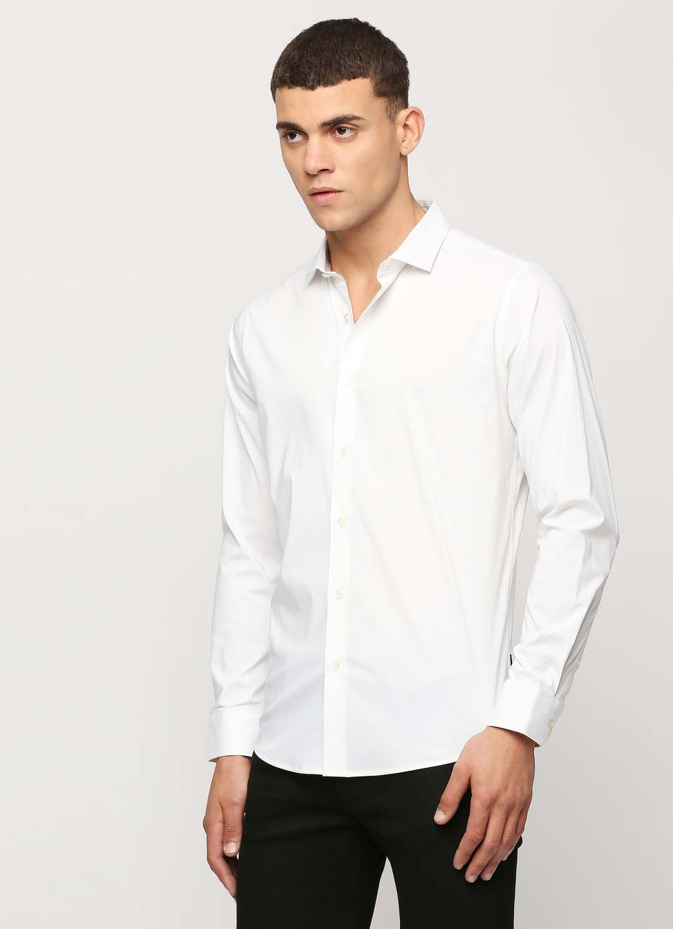 Men White Cut Away Collar Full Sleeve Shirt, , large image number 3
