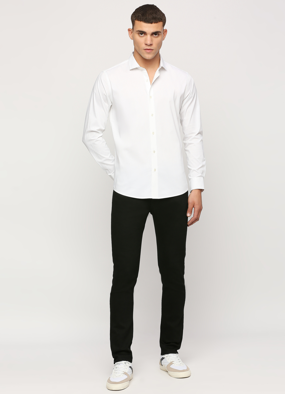 Men White Cut Away Collar Full Sleeve Shirt, , large image number 5