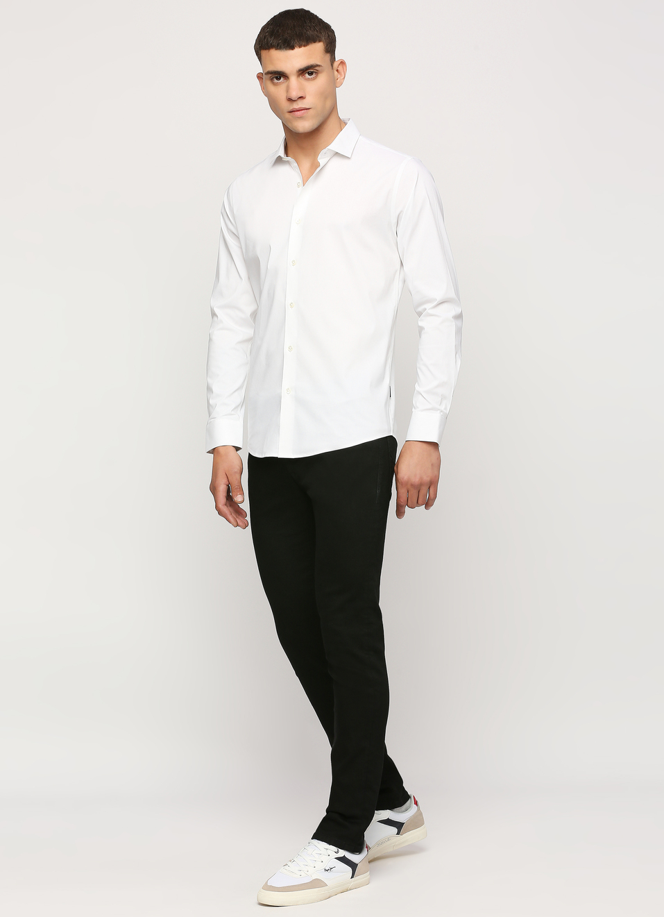 Men White Cut Away Collar Full Sleeve Shirt, , large image number 6