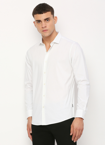 Men White Cut Away Collar Full Sleeve Shirt