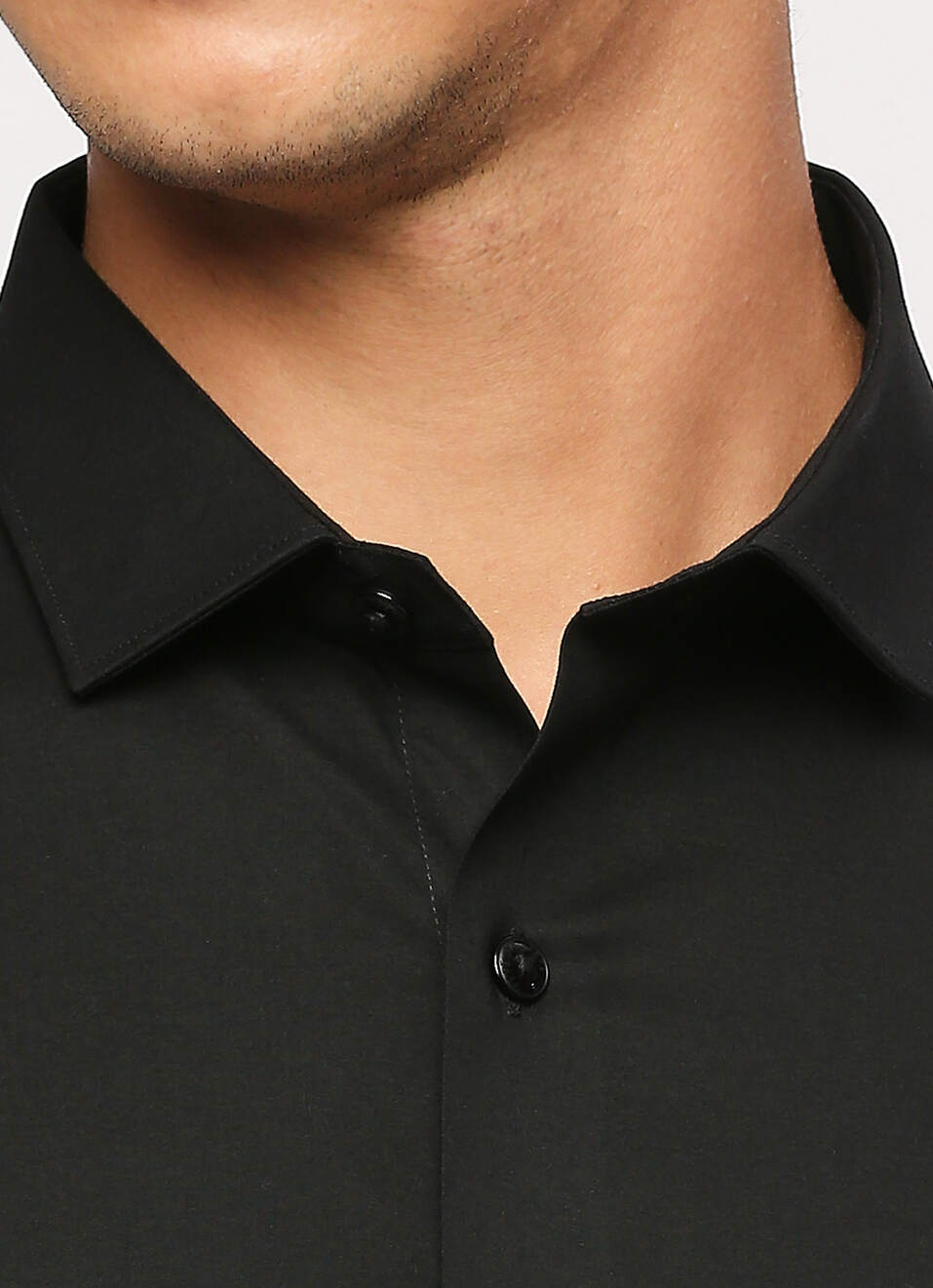 Men Black Cut Away Collar Full Sleeve Shirt, , large image number 4