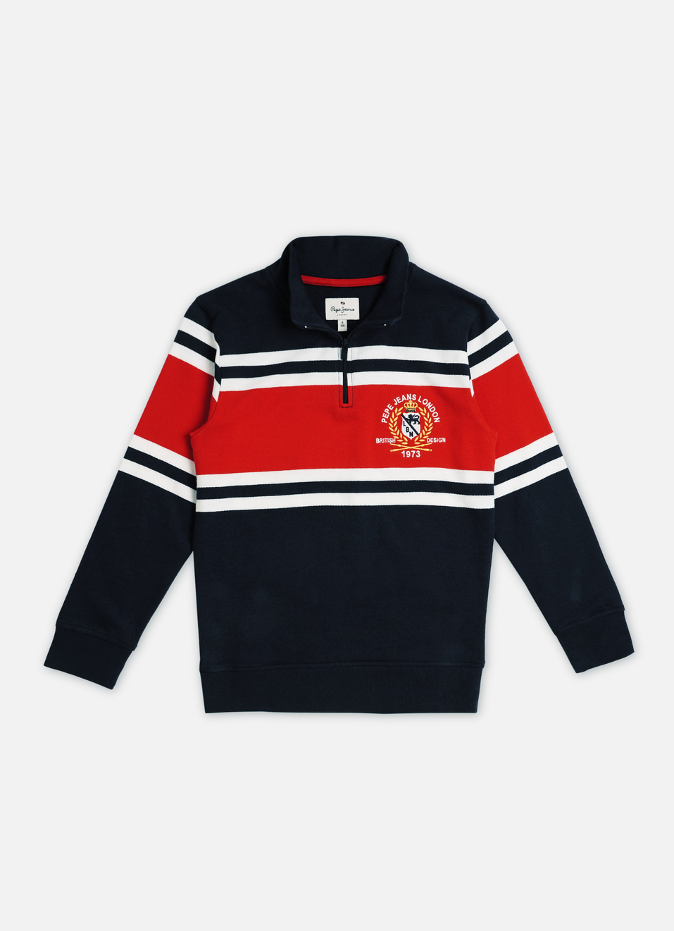 Boys Navy Stripes Sweatshirt, , large image number 0