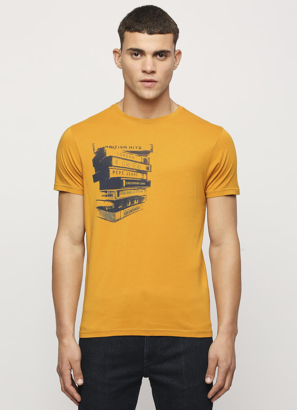 Yellow Graphic Printed Short Sleeve Tee, , large image number 1