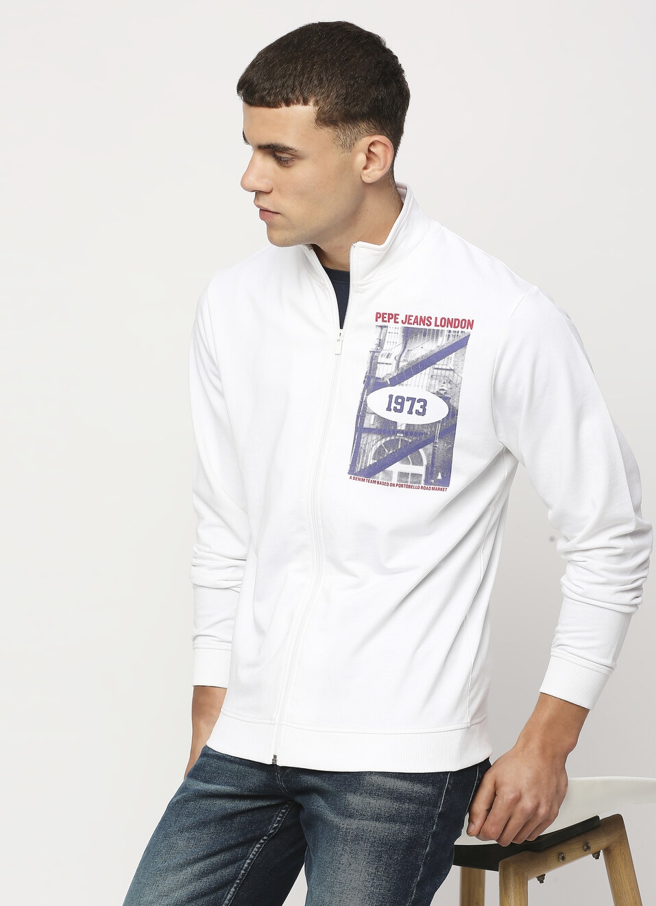 GRAPHIC PRINT FULL ZIP SWEATSHIRT, , large image number 0