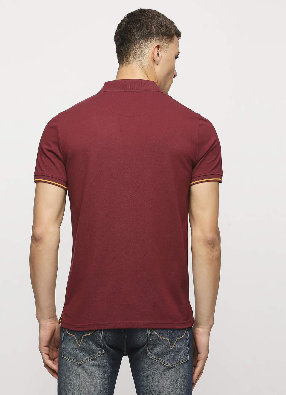 Burgundy Solid Short Sleeve Polo, , large image number 2