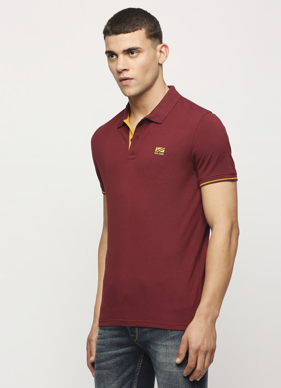 Burgundy Solid Short Sleeve Polo, , large image number 3
