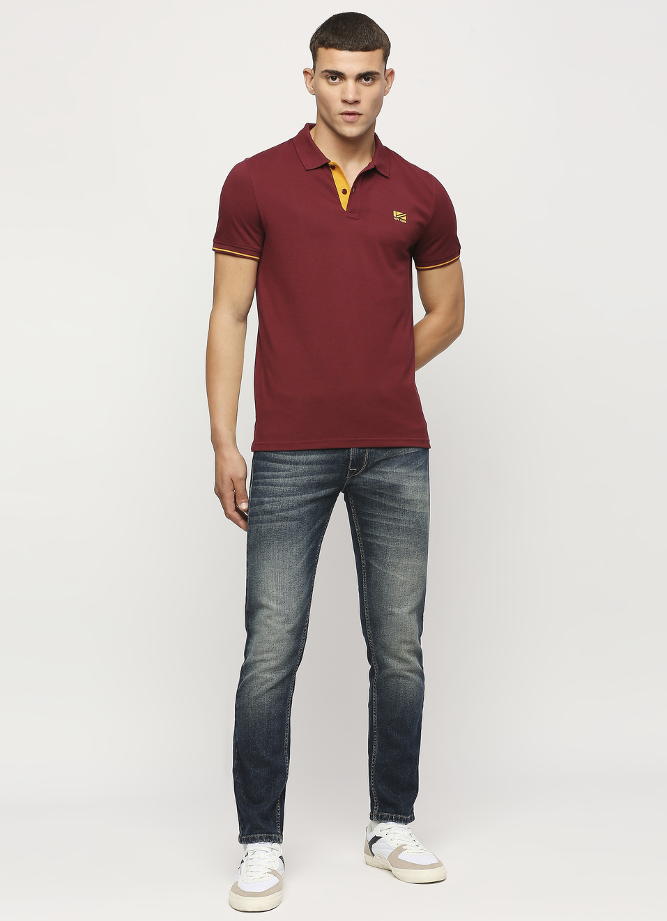 Burgundy Solid Short Sleeve Polo, , large image number 5